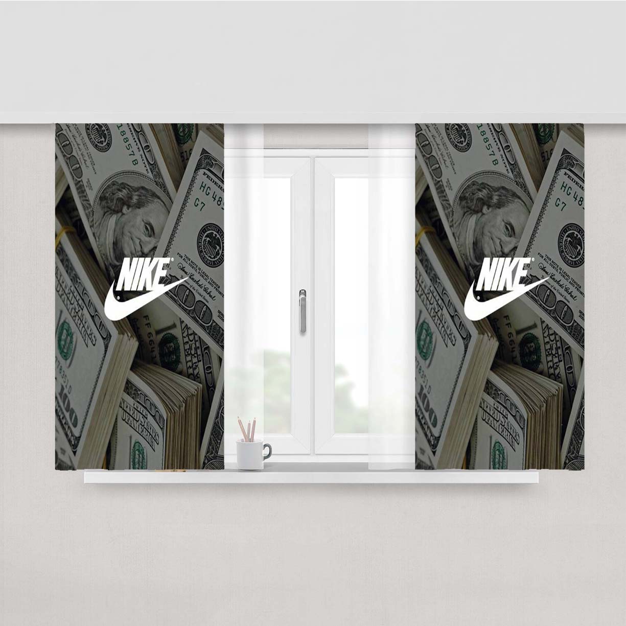Nike Dollars Background Peach Skin Window Curtains