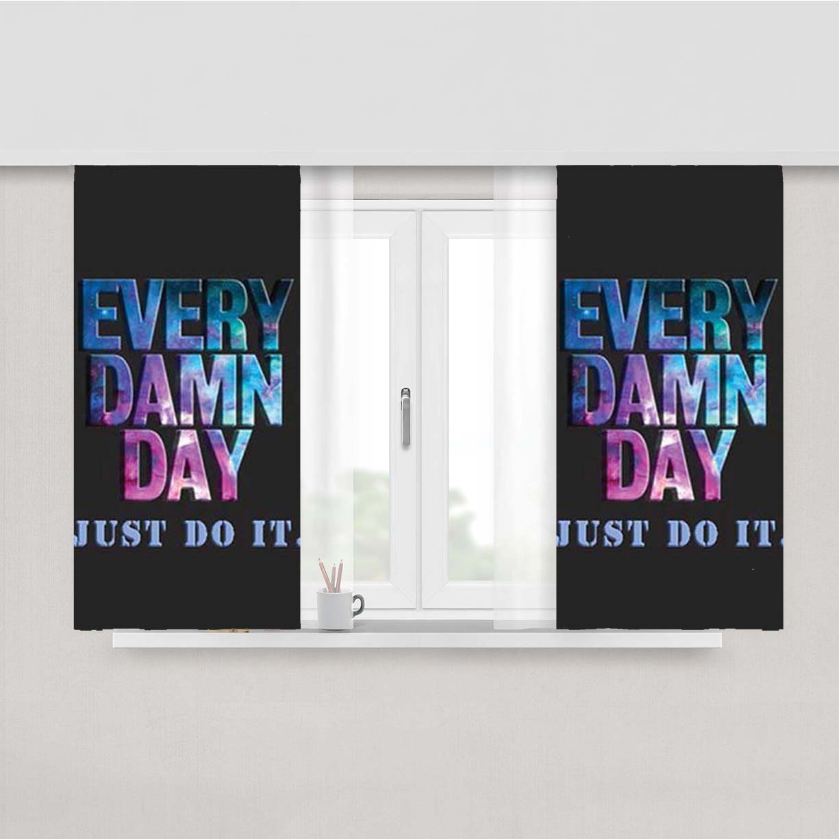 Nike Every Damn Day Rainbow Peach Skin Window Curtains