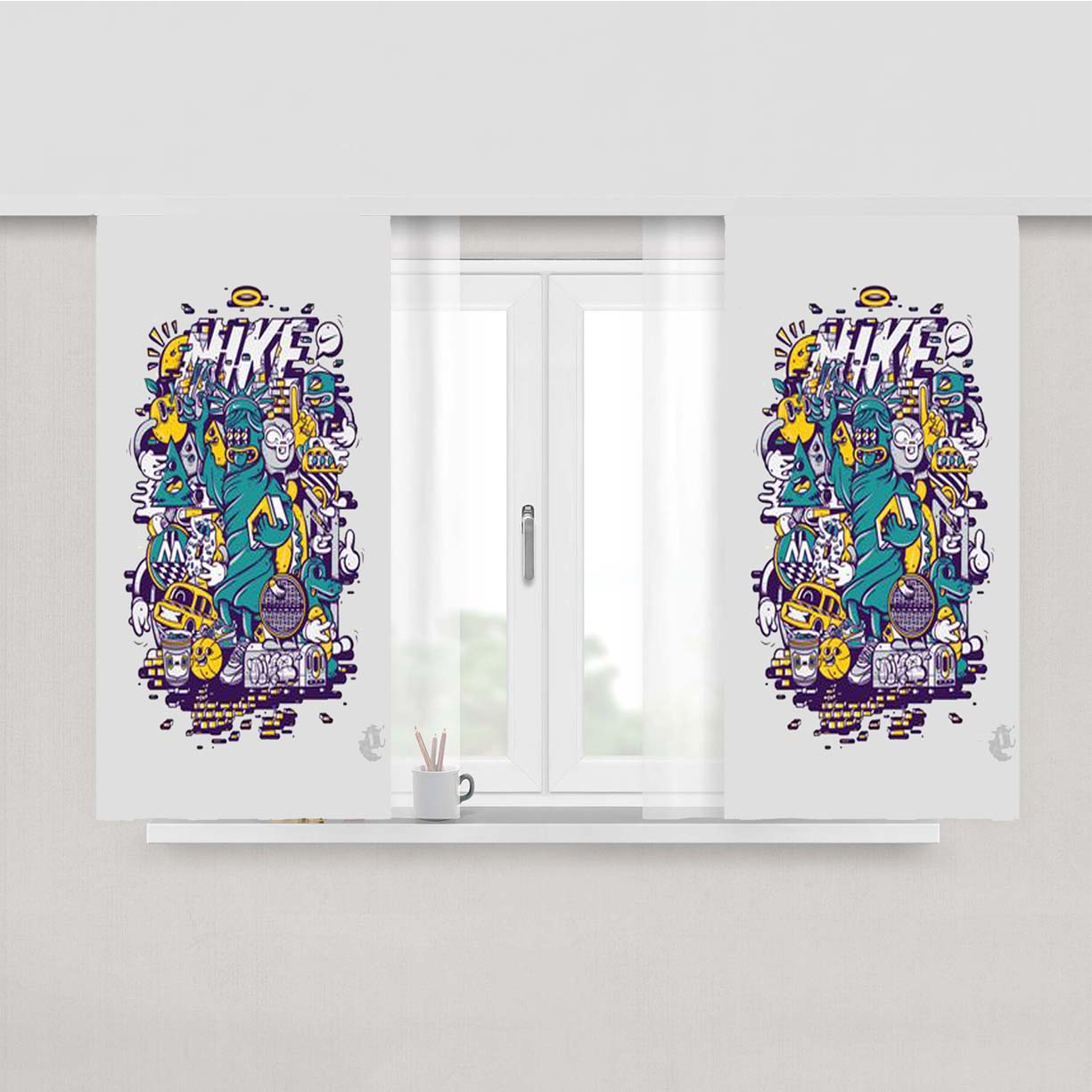 Nike Galaxy Peach Skin Window Curtains