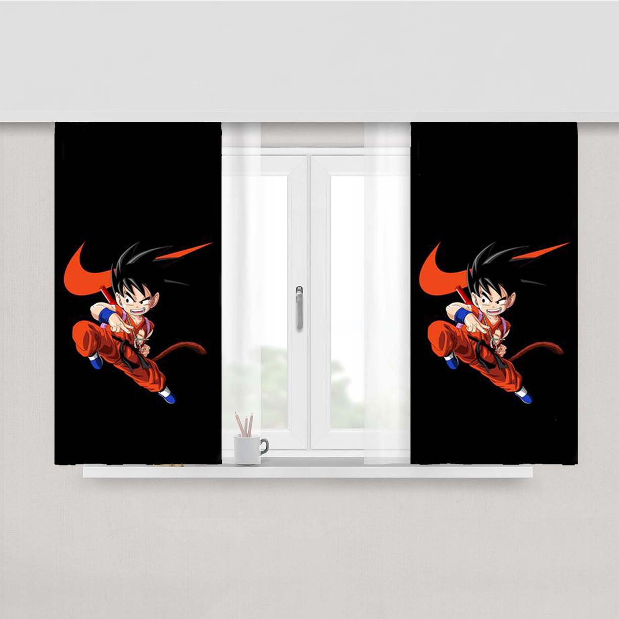 Nike Goku Battle Style Peach Skin Window Curtains