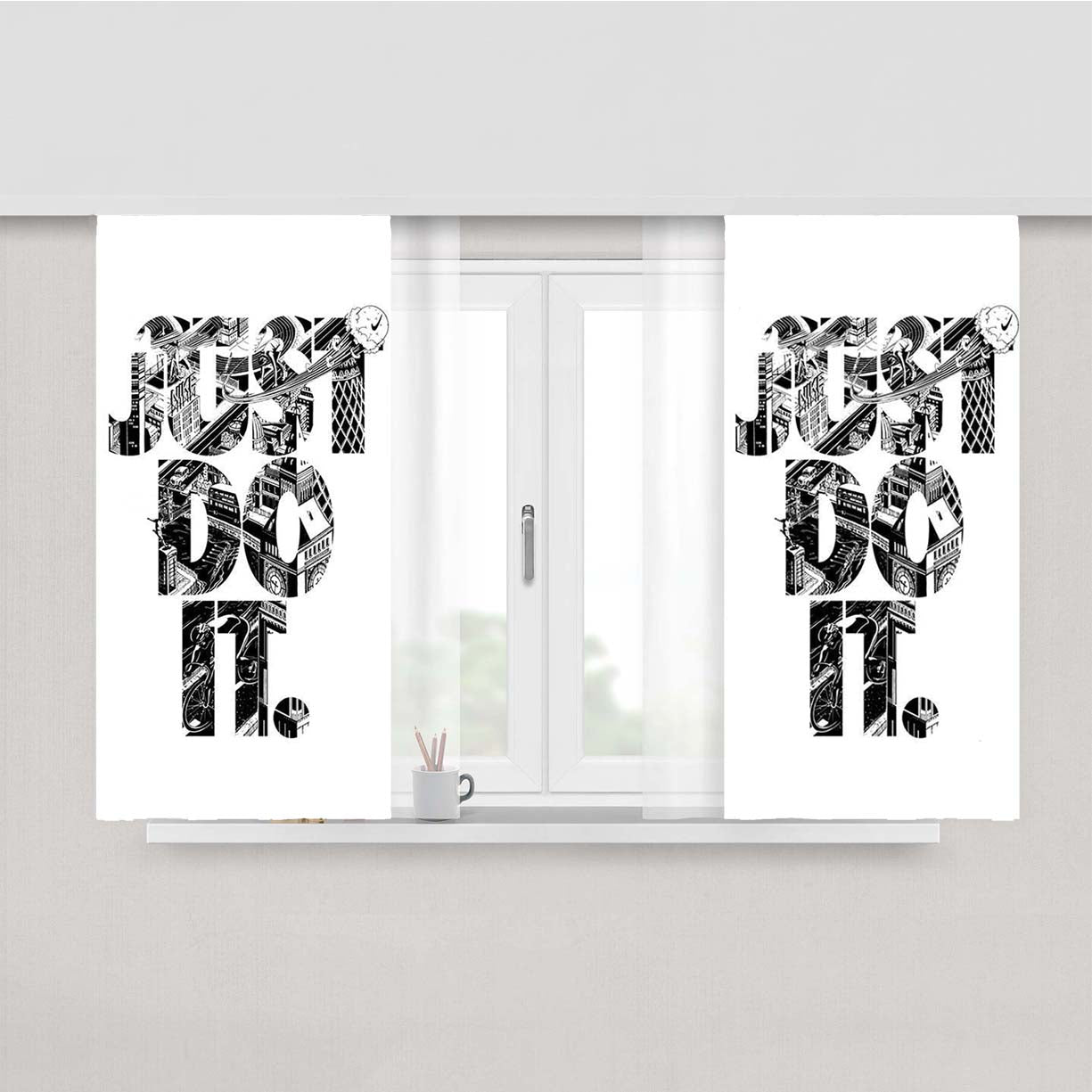 Nike Just Do It Type Peach Skin Window Curtains