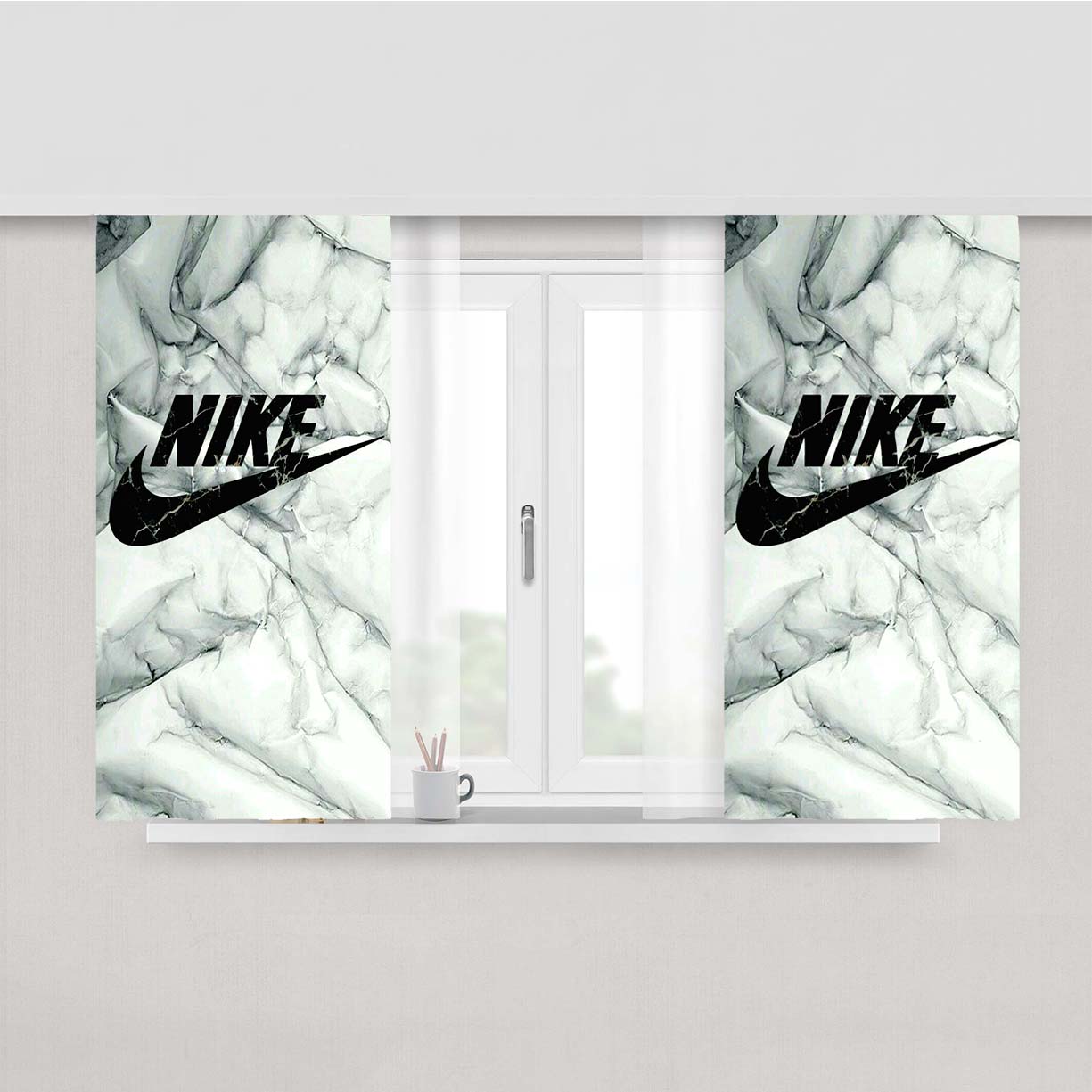 Nike Marble Peach Skin Window Curtains