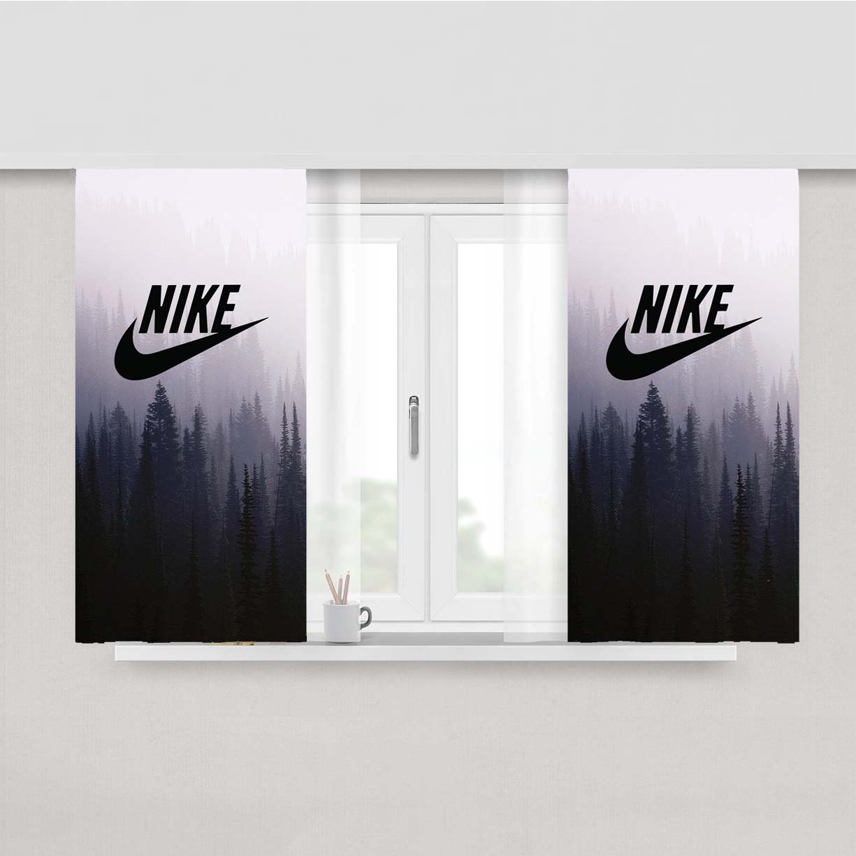 Nike Pine Forest Peach Skin Window Curtains