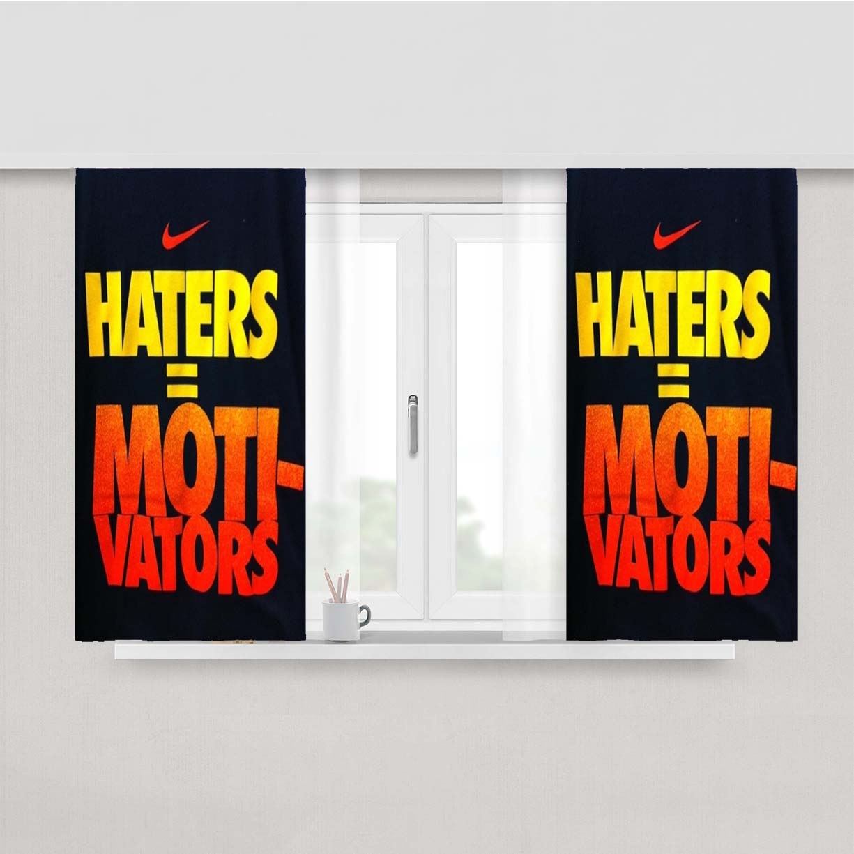 Nike Quotes Peach Skin Window Curtains