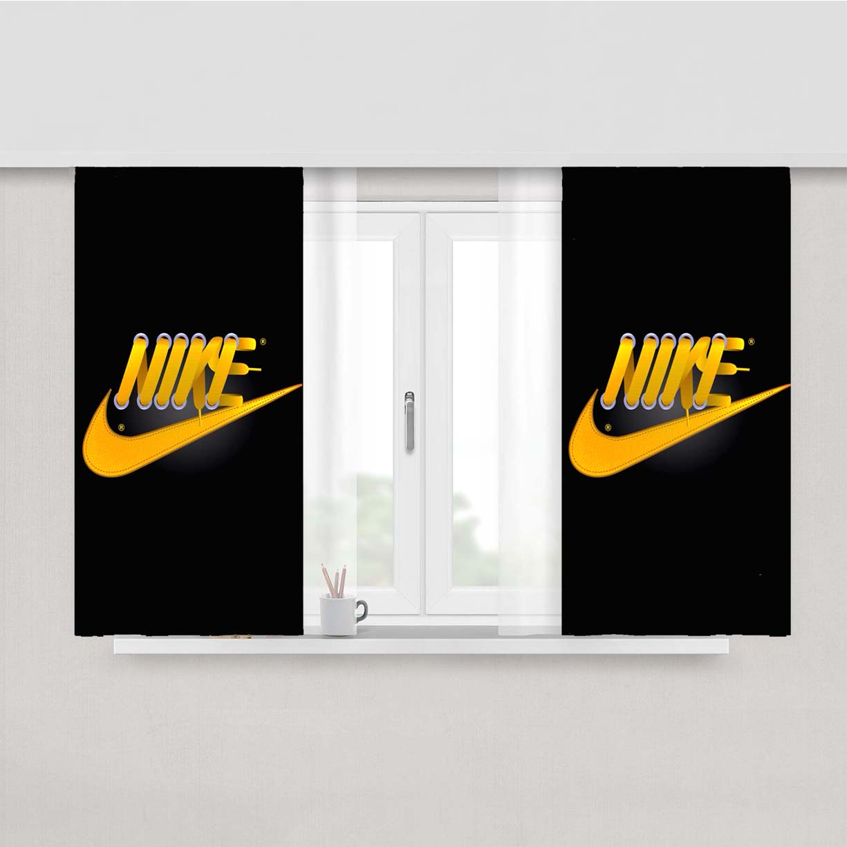 Nike Shoelace Peach Skin Window Curtains