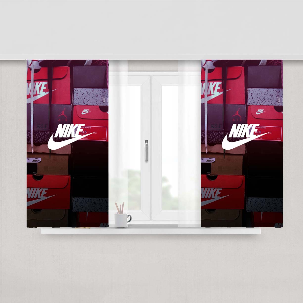 Nike Shoes Basketball Peach Skin Window Curtains