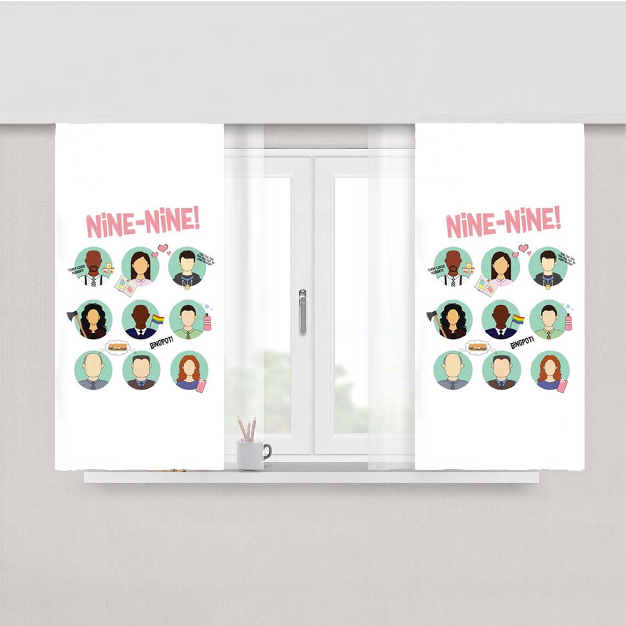 Nine Nine Characters - B99 Peach Skin Window Curtains