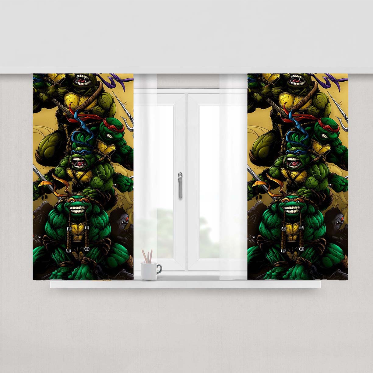 Ninja Turtles Cartoon Peach Skin Window Curtains