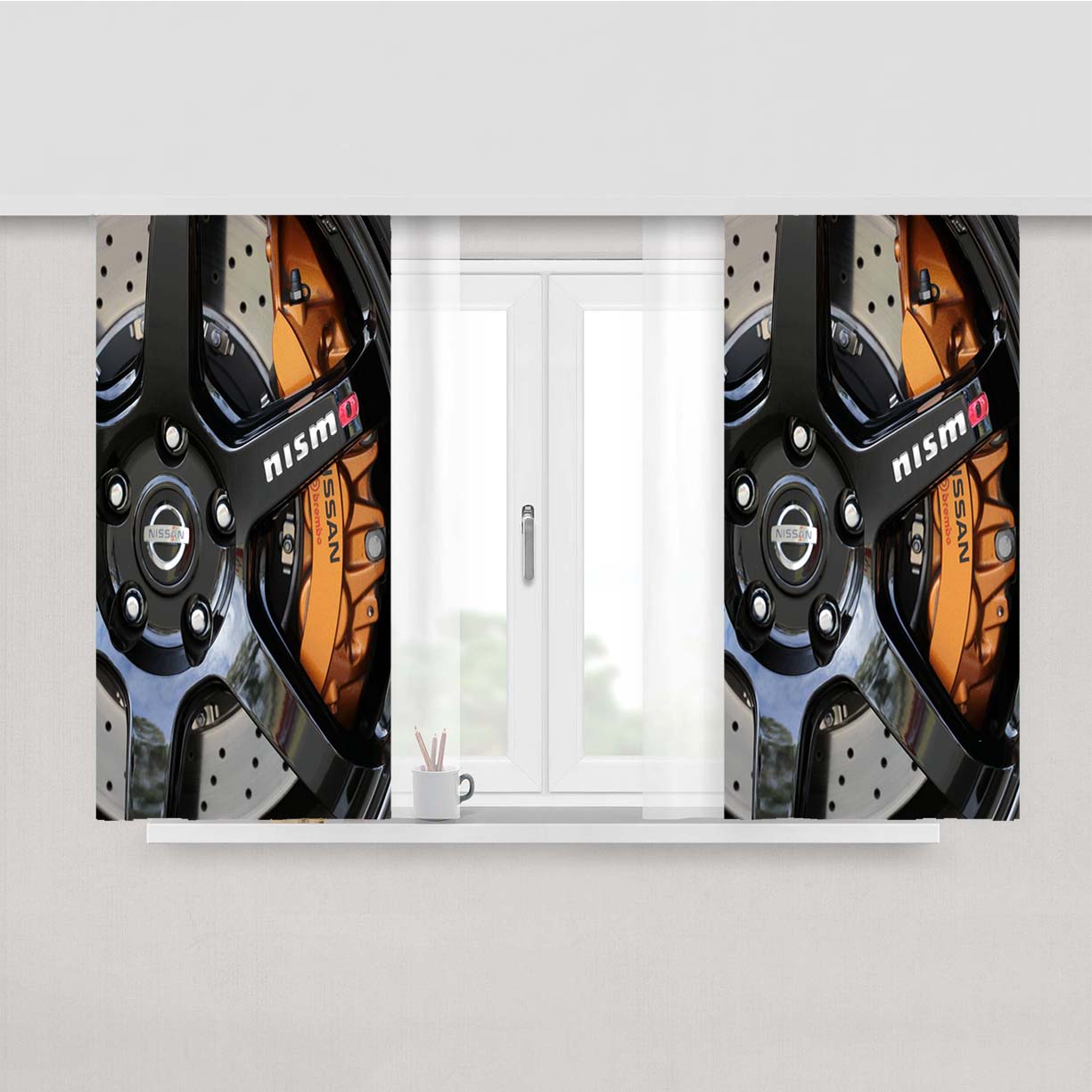 Nissan Nismo Brakes Peach Skin Window Curtains