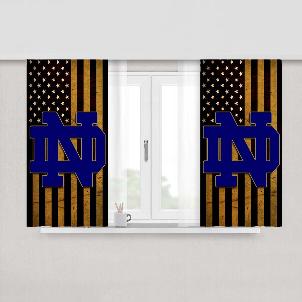 Notre Dame Logo Peach Skin Window Curtains