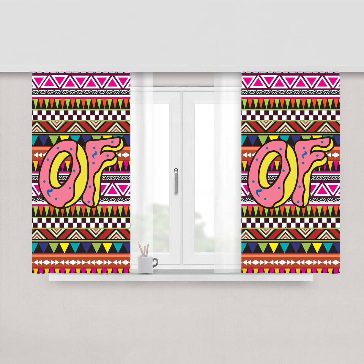 Odd Future Aztec Pattern Peach Skin Window Curtains