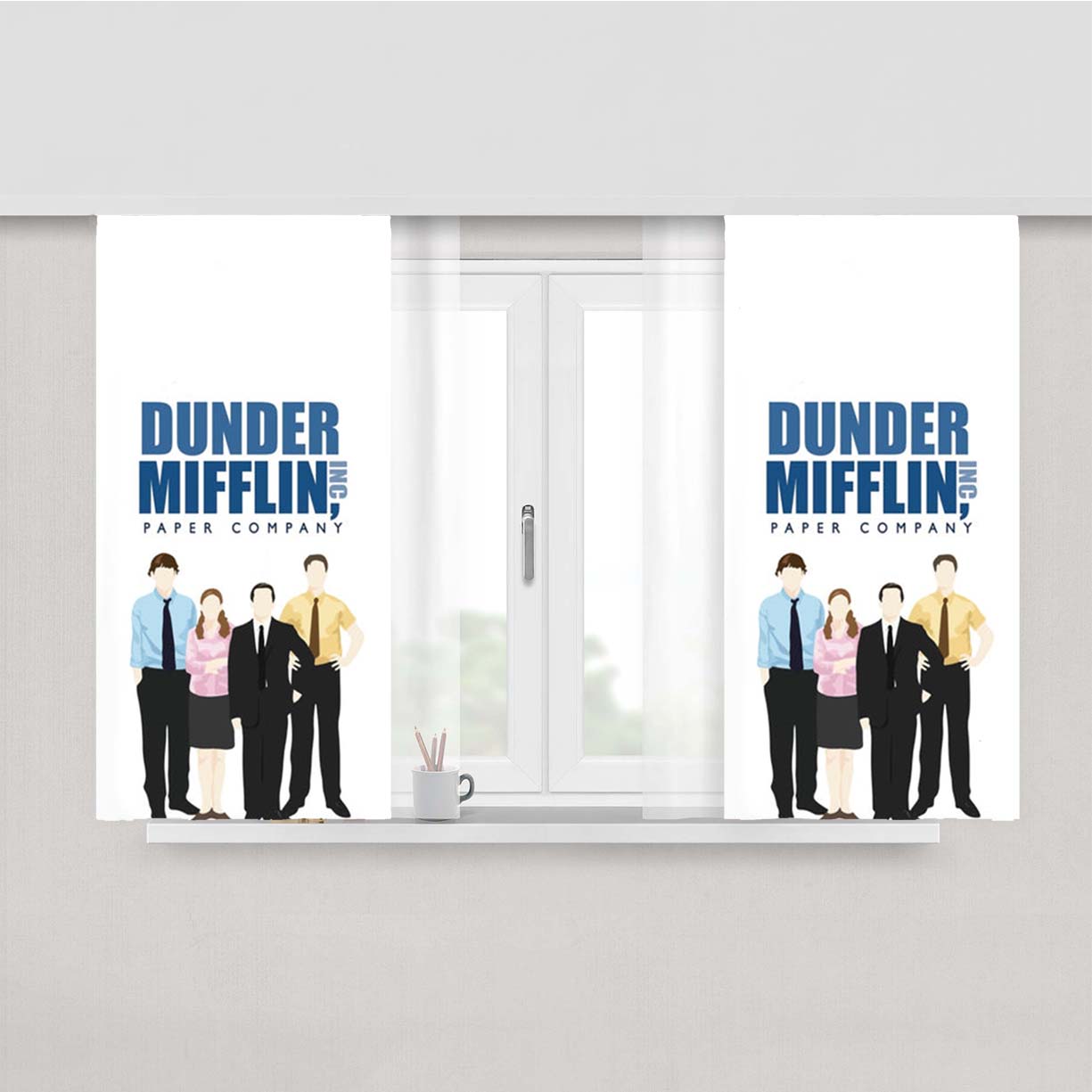 Office Cartoon - Dunder Mifflin Peach Skin Window Curtains