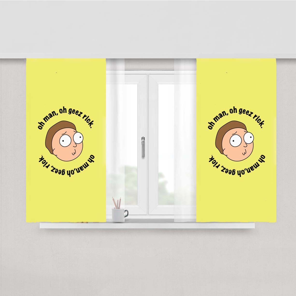 Oh Man, Oh Geez Rick - Ram Peach Skin Window Curtains