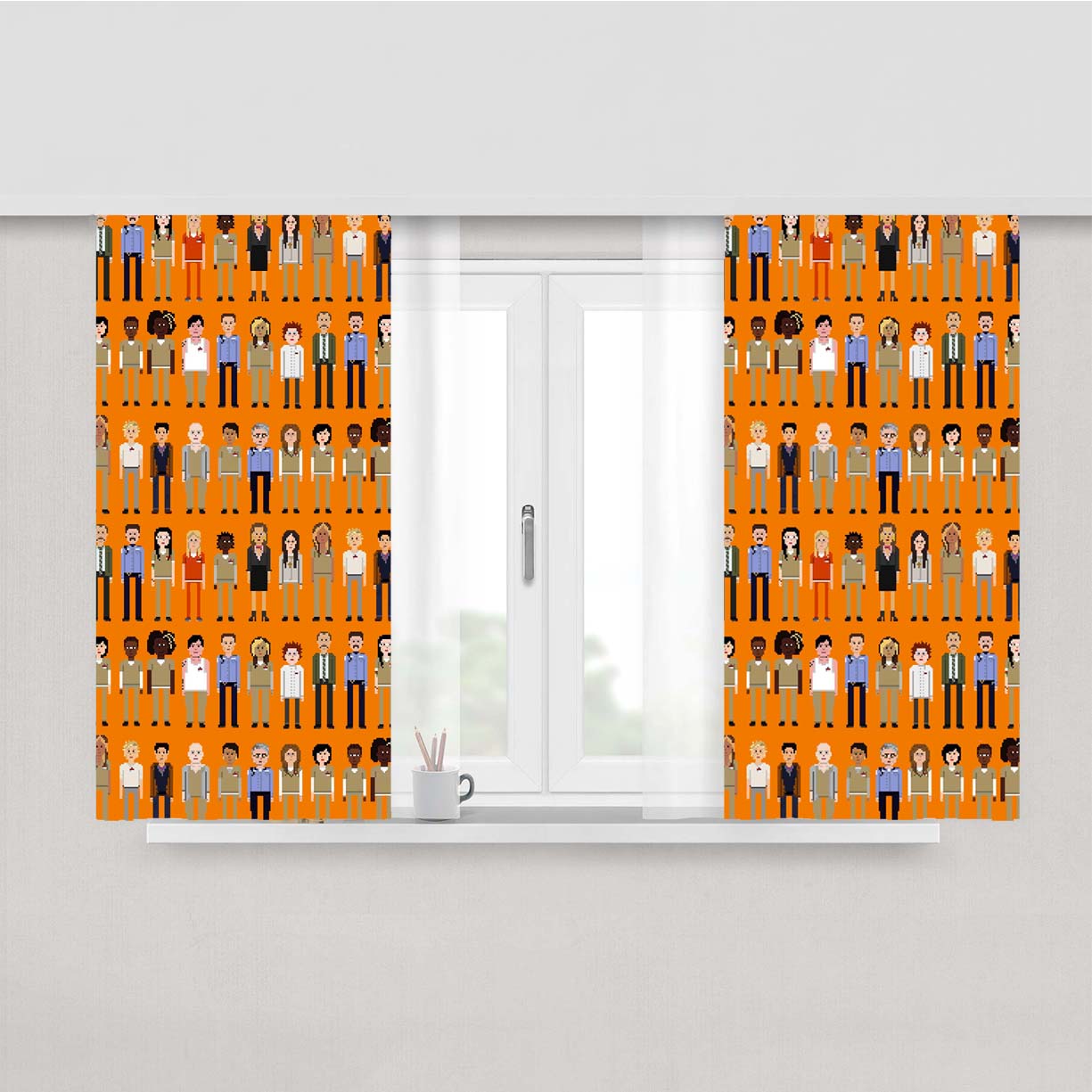 Orange Is The New Black Pattern Peach Skin Window Curtains