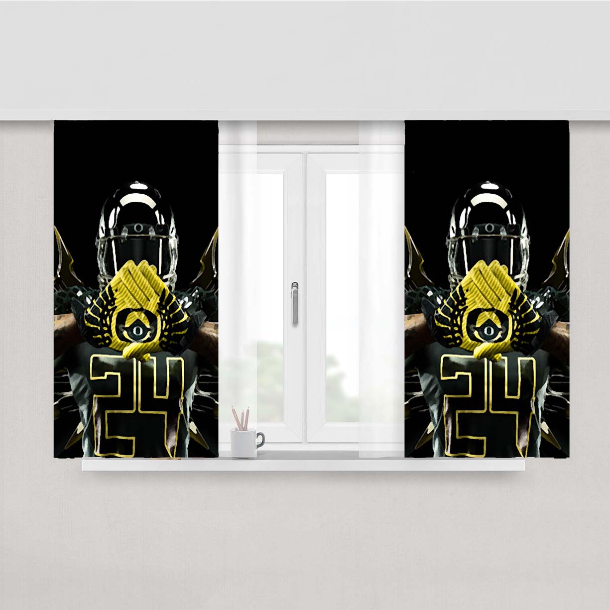 Oregon Ducks Jersey Poster Peach Skin Window Curtains