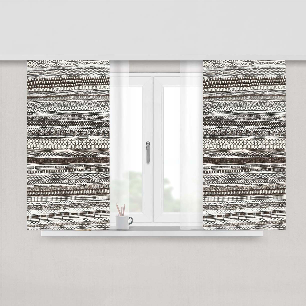 Pattern Black Sweet Peach Skin Window Curtains