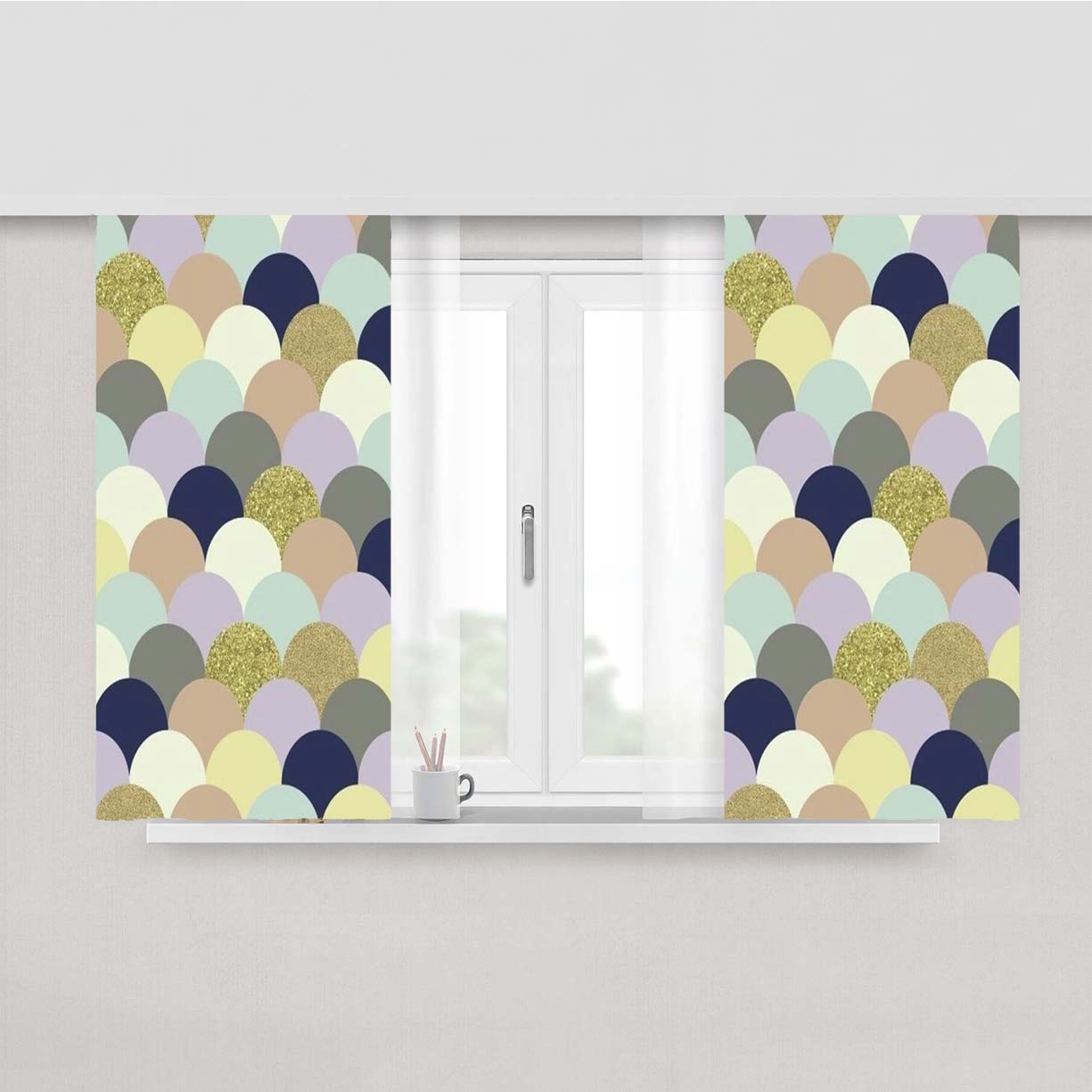 Pattern Blue San Kies Peach Skin Window Curtains