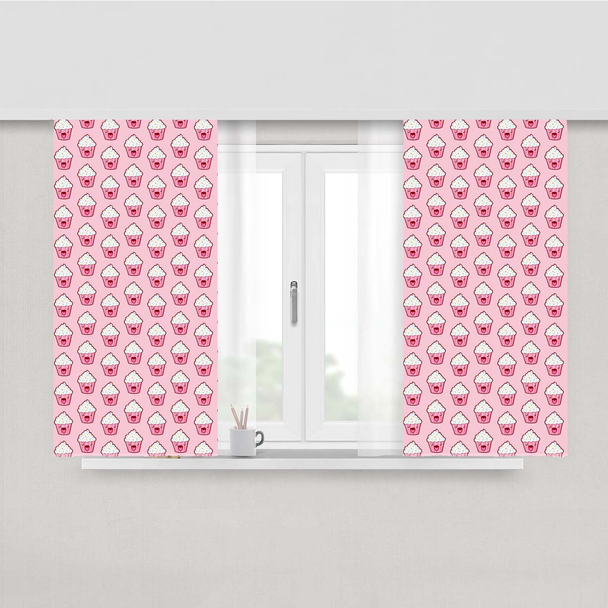 Pattern Cupcake Peach Skin Window Curtains