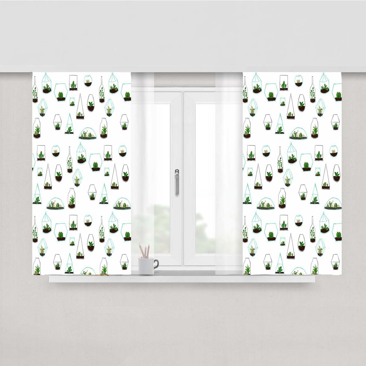 Pattern Go Green Flora Peach Skin Window Curtains