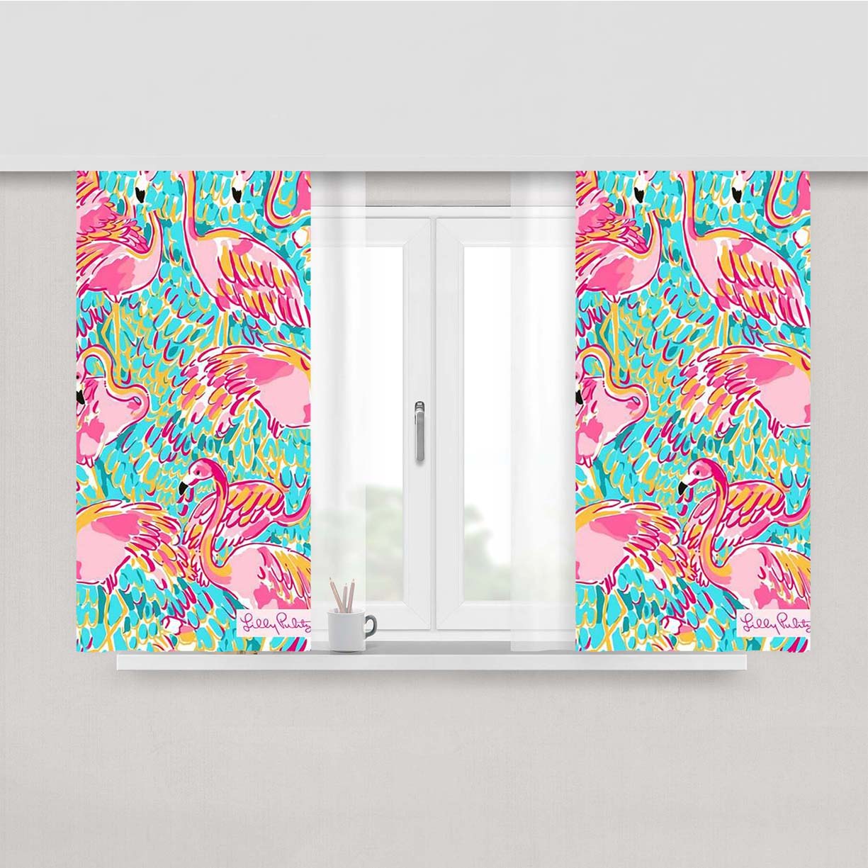 Pattern Lilly Pulitzer Flamingo Peach Skin Window Curtains