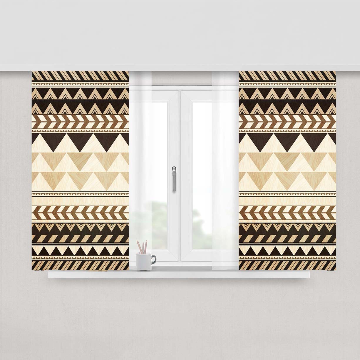Pattern Sabila Brown Cute Peach Skin Window Curtains