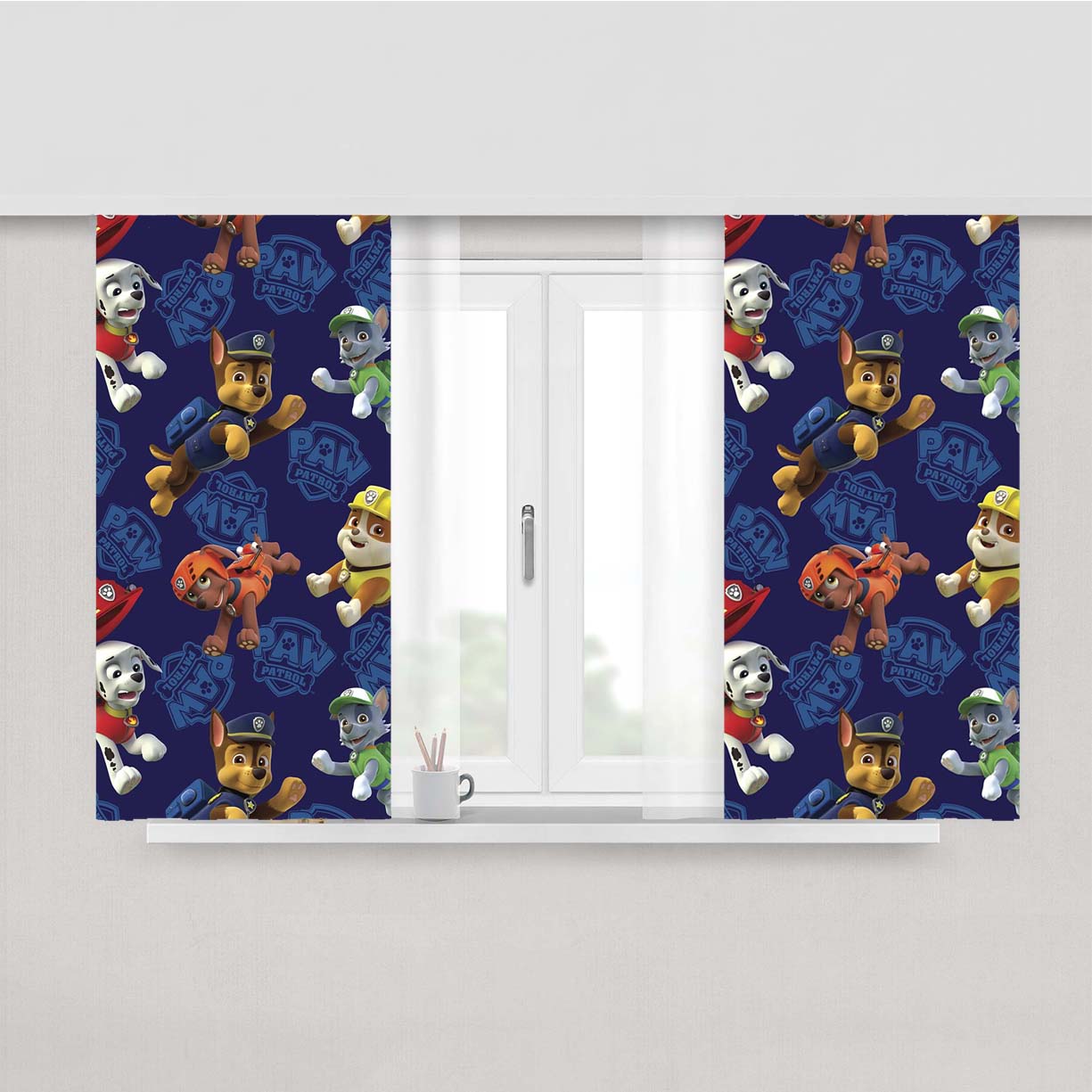 Paw Patrol Dogs Pattern Characters Peach Skin Window Curtains
