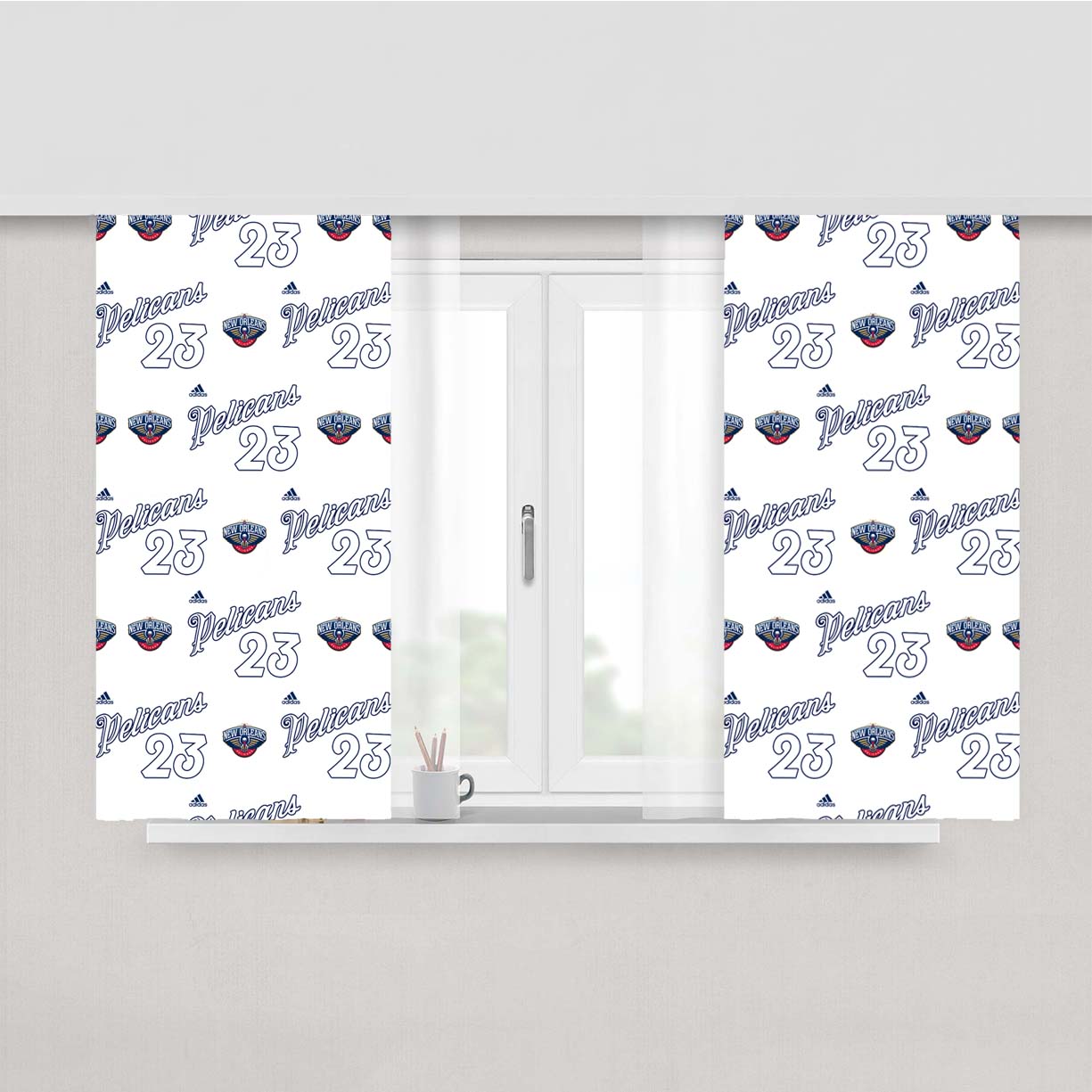 Pelicans Anthony Davis Number 23 Pattern Peach Skin Window Curtains
