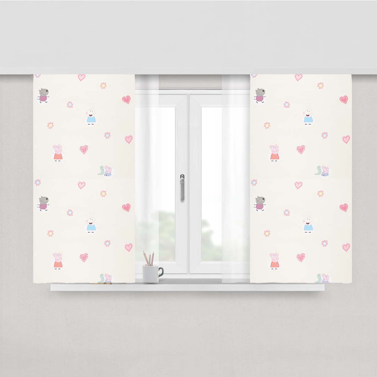 Peppa Pig Pattern Peach Skin Window Curtains