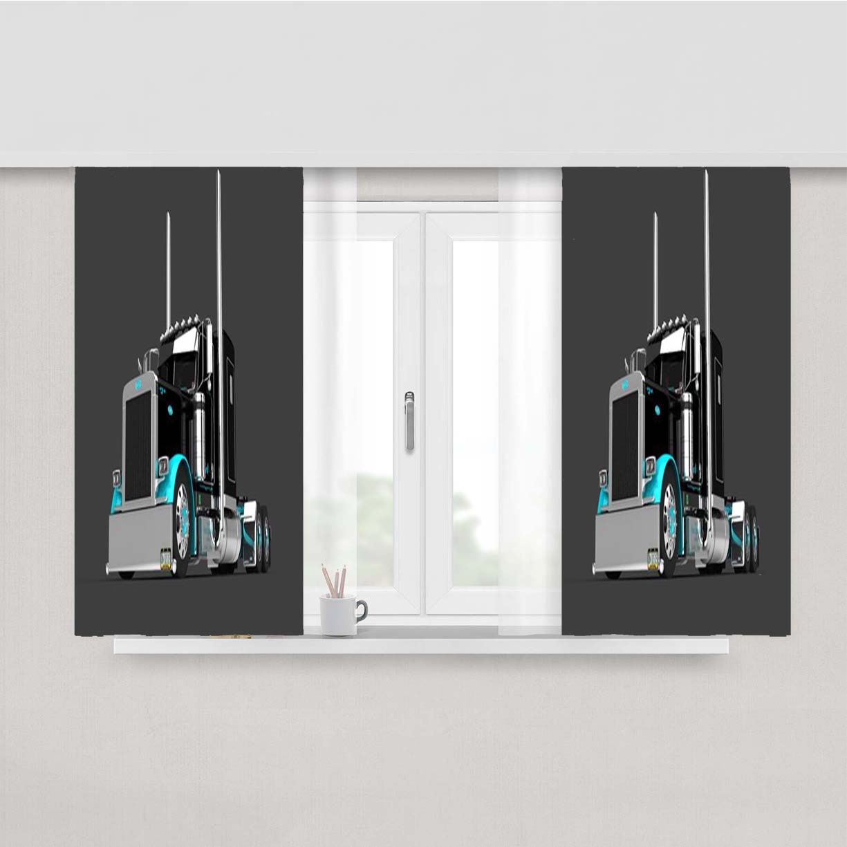 Peterbilt Truck 3 Peach Skin Window Curtains