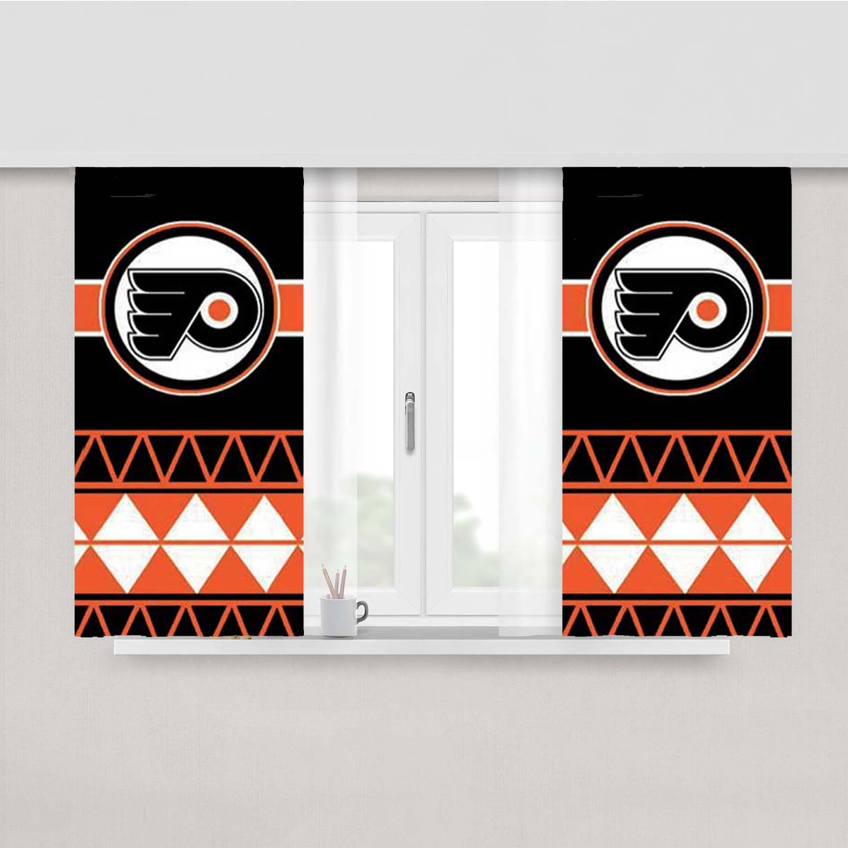 Philly Flyers Aztec Peach Skin Window Curtains