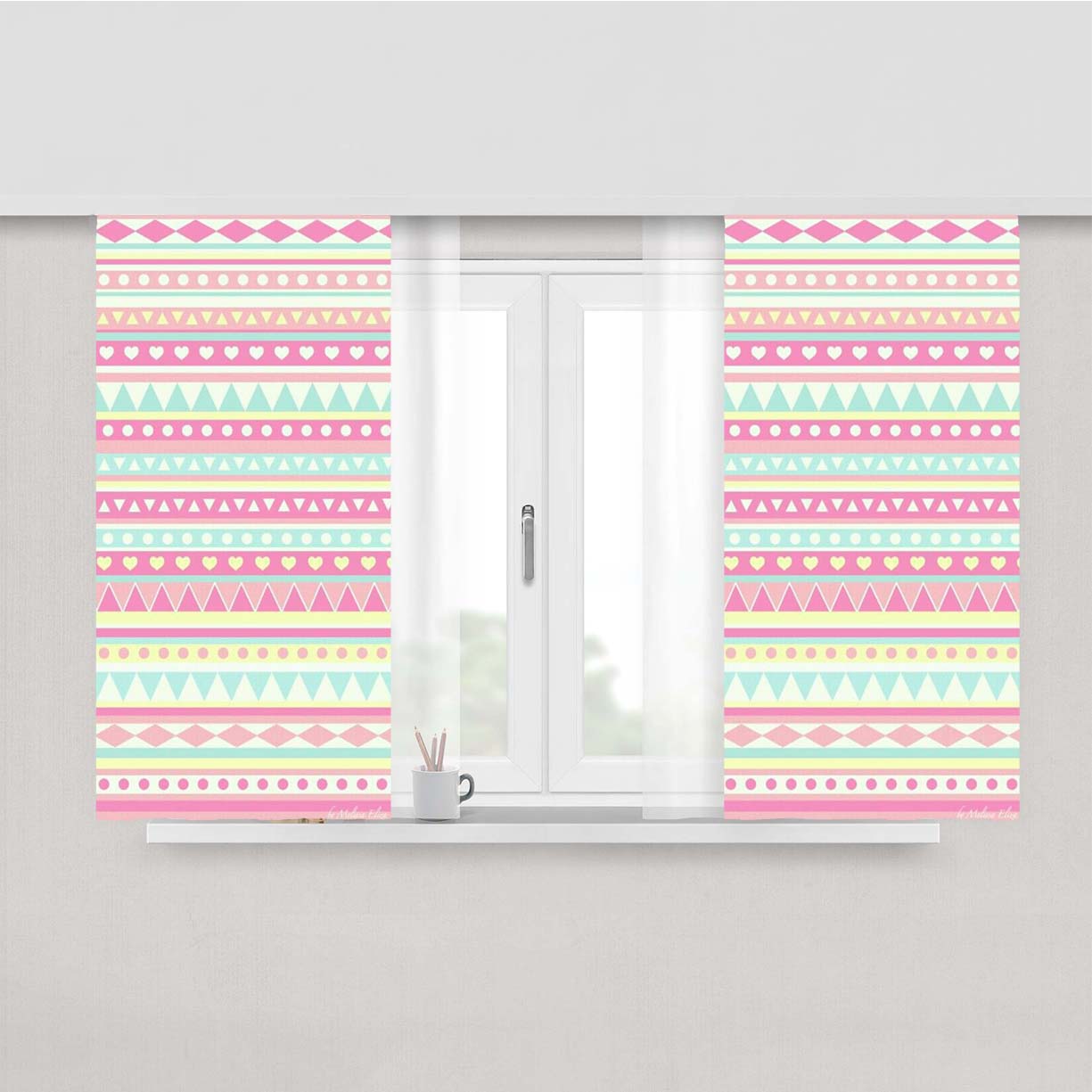 Pink Love Streach Pattern Peach Skin Window Curtains