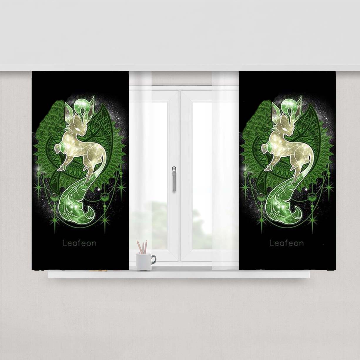 Pokemon Evee Evolution Leafeon Peach Skin Window Curtains