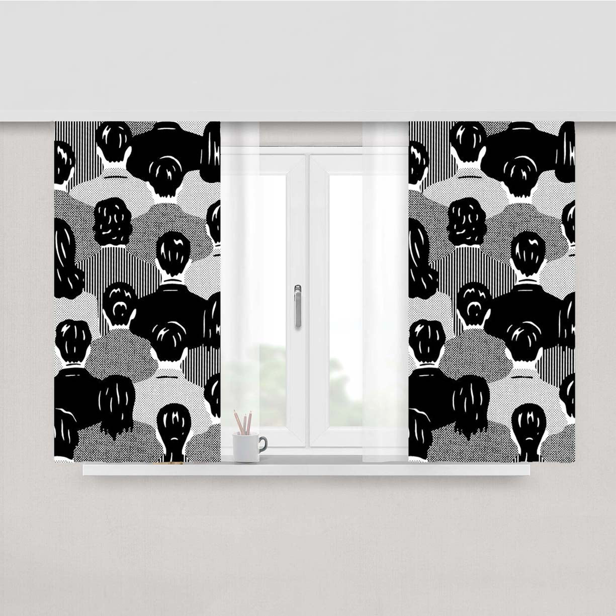 Pop Art Japan Culture Human Pattern Comic Style Peach Skin Window Curtains