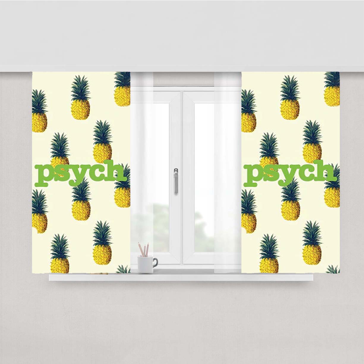 Psych Pineapple Pattern Peach Skin Window Curtains