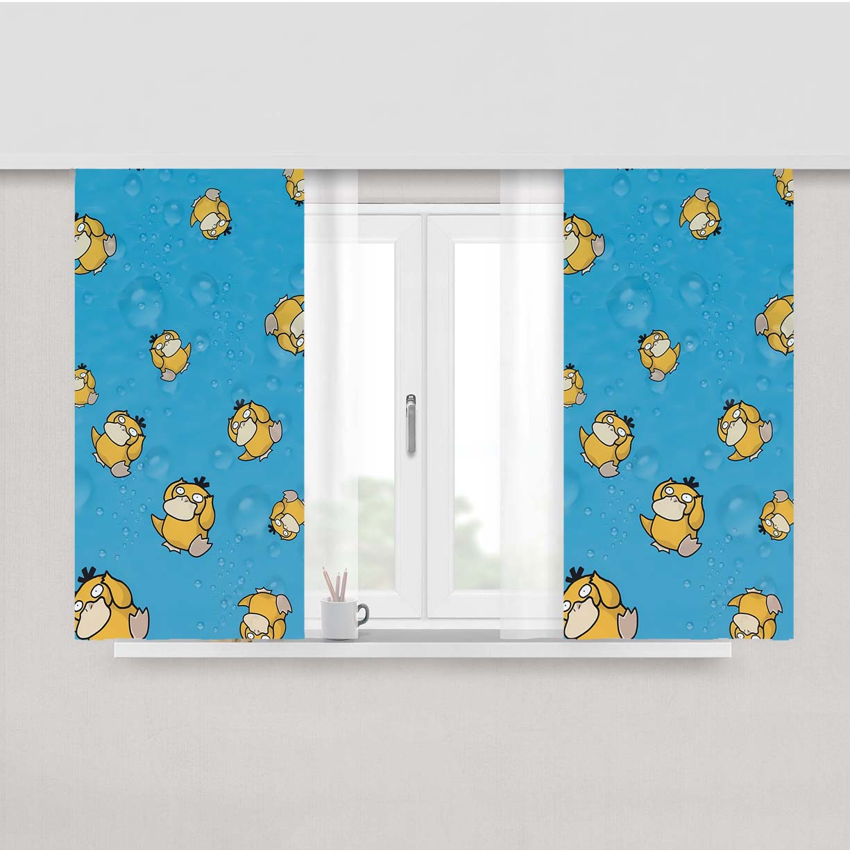 Psyduck Peach Skin Window Curtains