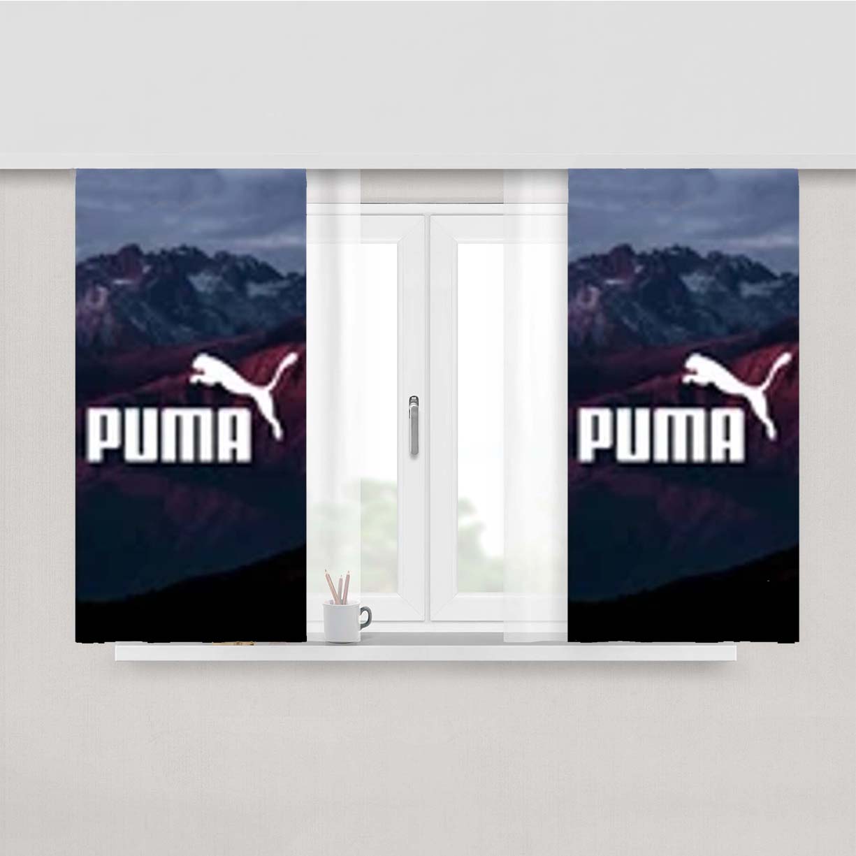 Puma Mountain Sunset Peach Skin Window Curtains