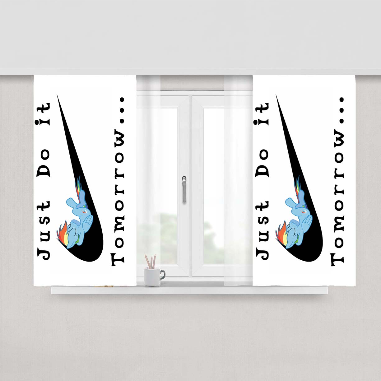 Rainbow Dash Nike Just Do It Peach Skin Window Curtains