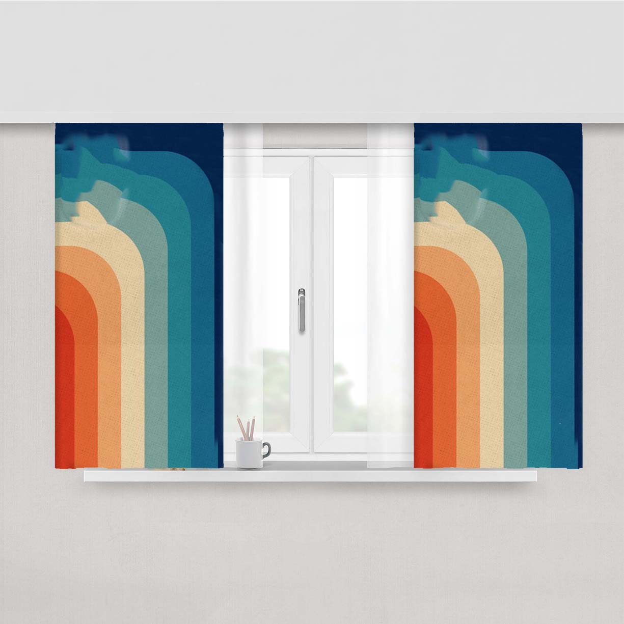 Retro 70S Color Palette Peach Skin Window Curtains