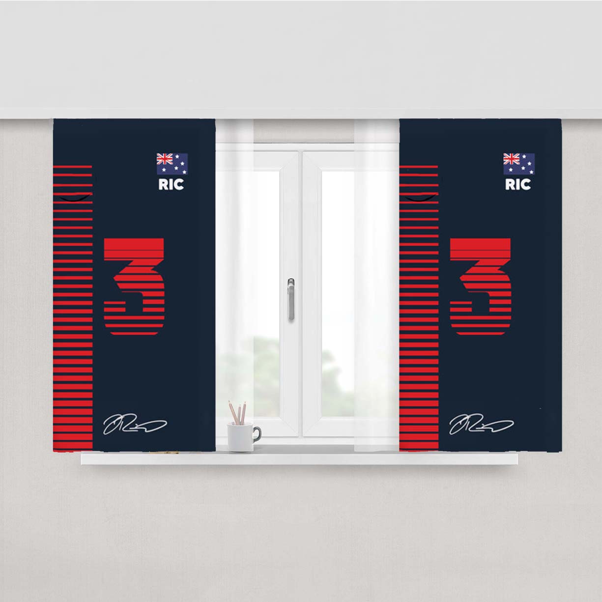 Ricciardo - F1 Peach Skin Window Curtains