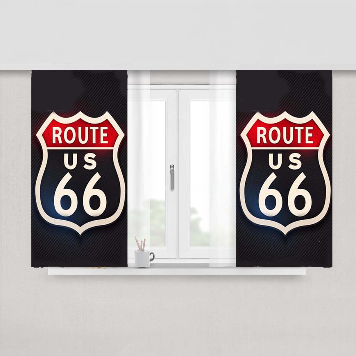 Route 66 Way Peach Skin Window Curtains