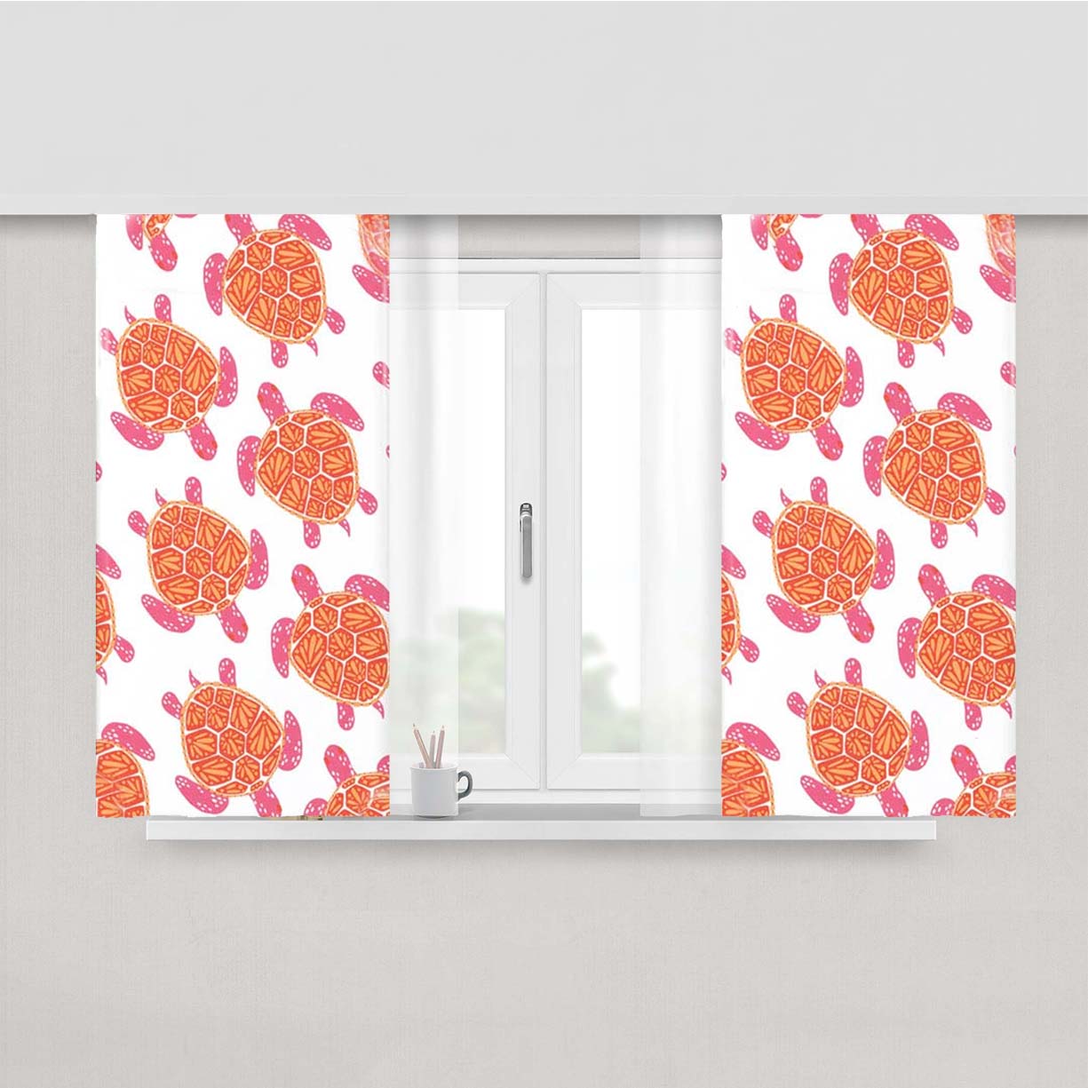 Sea Turtles Peach Skin Window Curtains