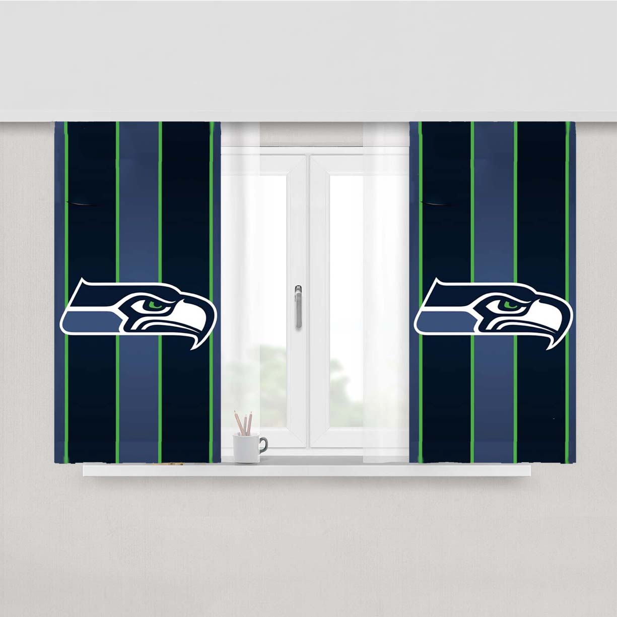 Seattle Seahawks Logo Peach Skin Window Curtains