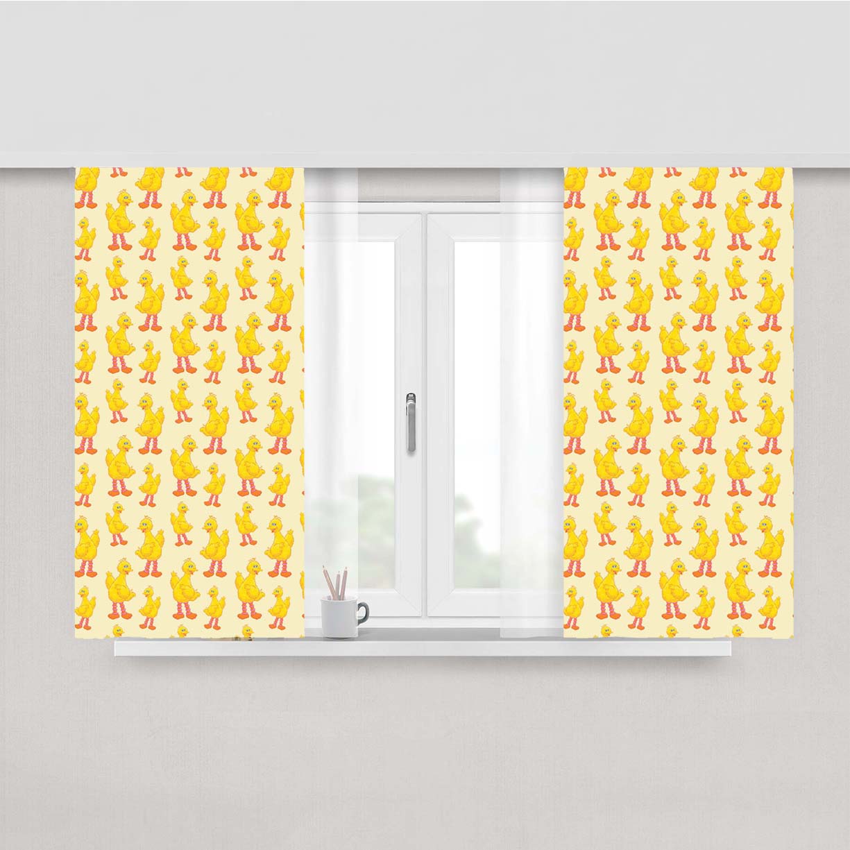 Sesame Street Pattern Peach Skin Window Curtains