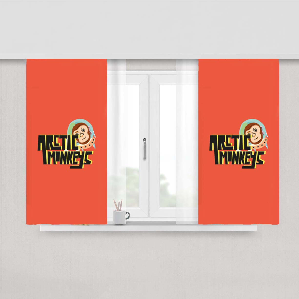 Space Monkey Peach Skin Window Curtains