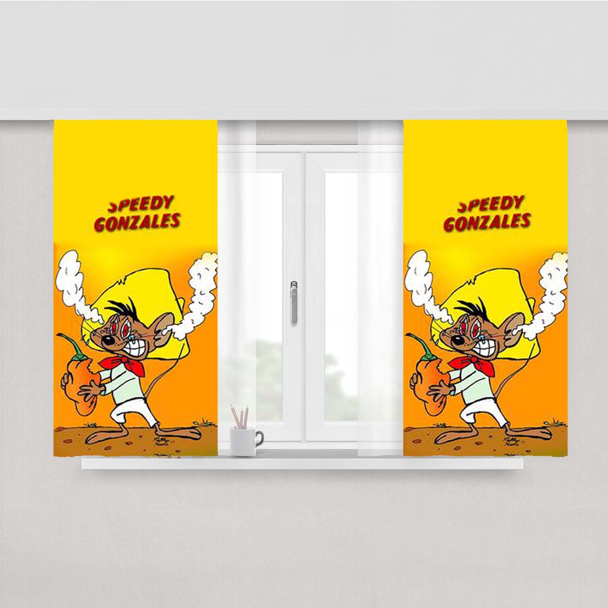 Speedy Gonzales Cartoon 2 Peach Skin Window Curtains
