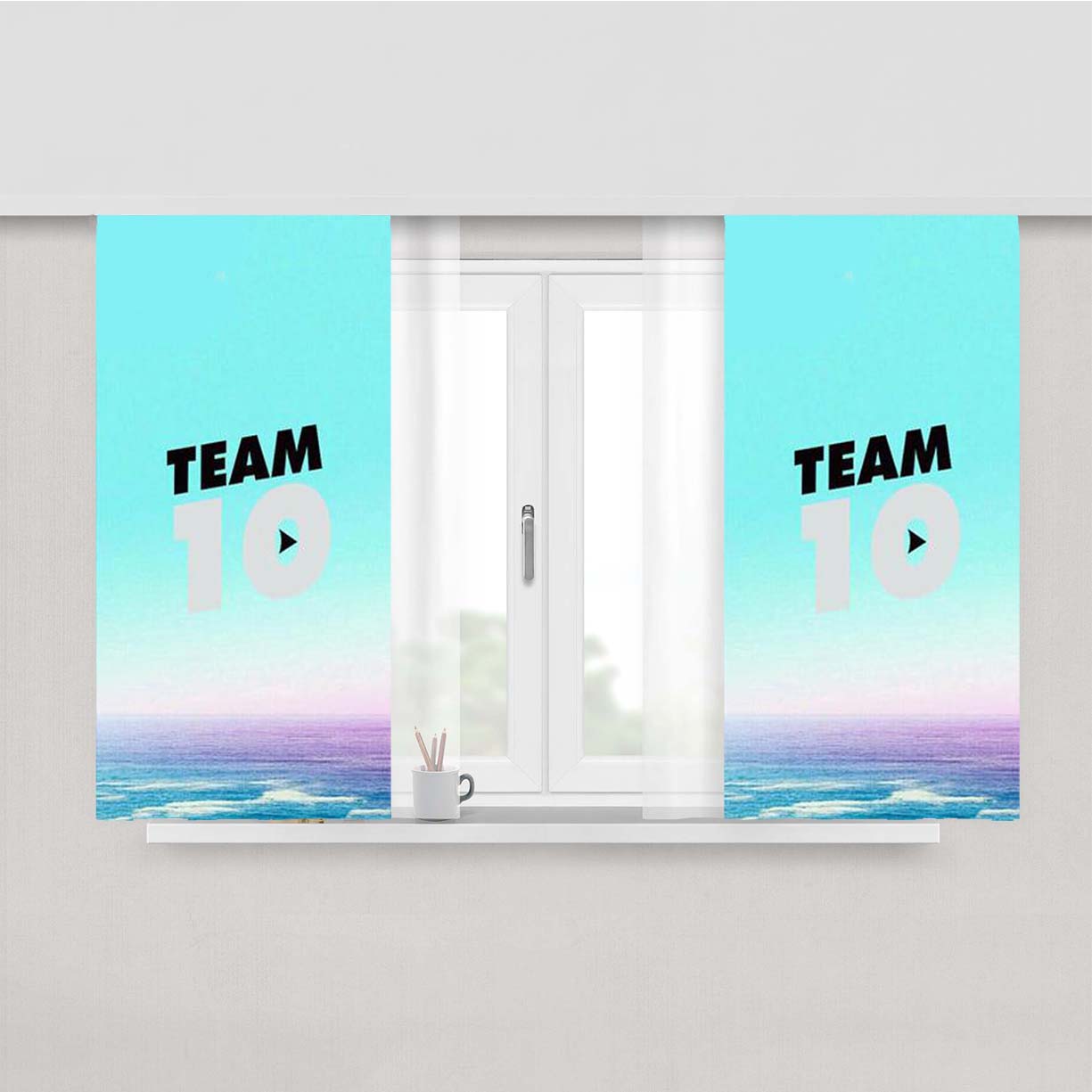 Team 10 Black Jacket Peach Skin Window Curtains