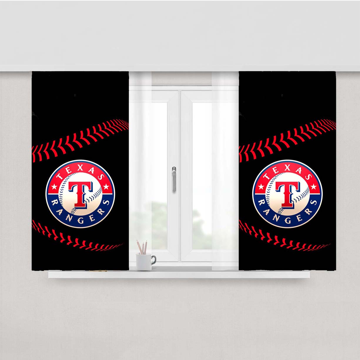Texas Rangers Mlb 3 Peach Skin Window Curtains