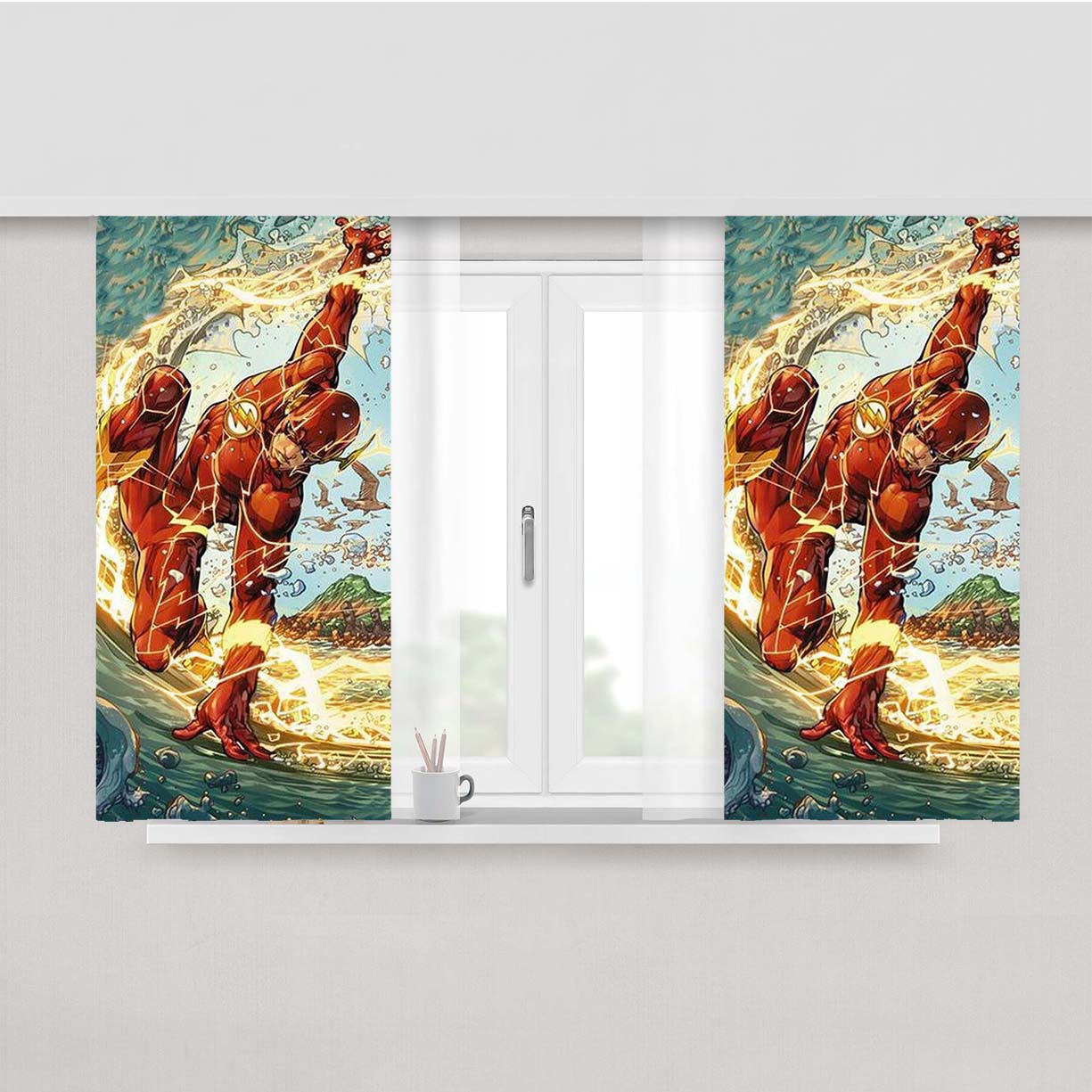 The Flash Dc Comics Peach Skin Window Curtains
