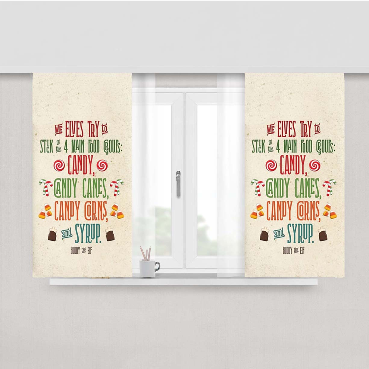 The Four Main Food Groups - Elf Peach Skin Window Curtains