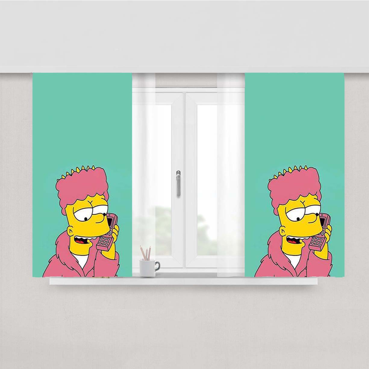 The Simpsons Bart Peach Skin Window Curtains